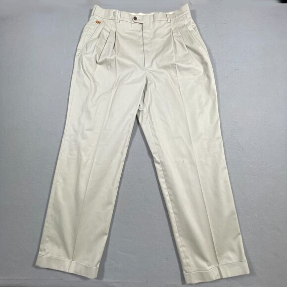 VTG‎ Steve Stricker Golf Pant Men 38x32 Beige Tee Pocket Chino Straight Pleated - Picture 1 of 16